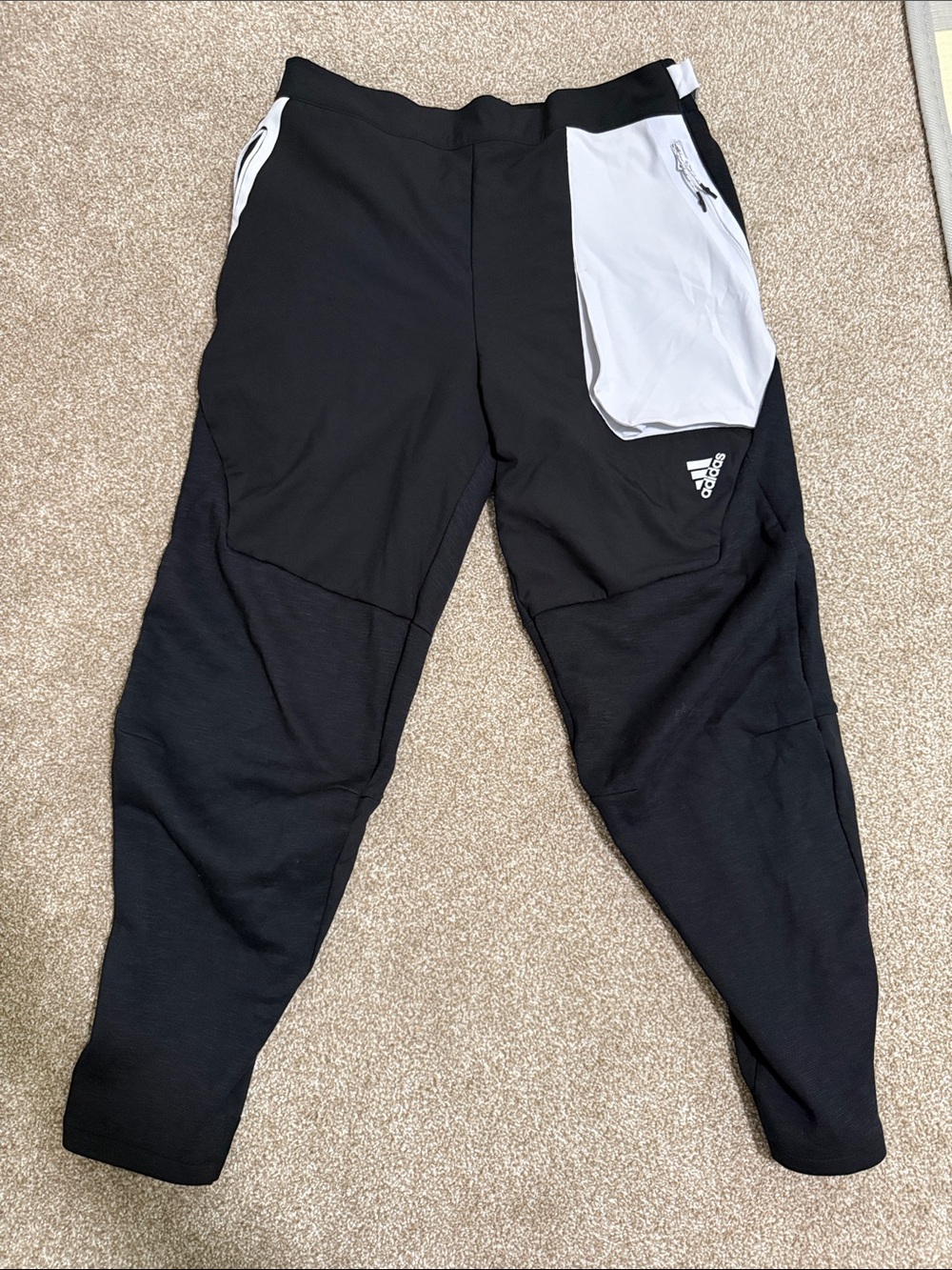 adidas Black Joggers with White Pocket Panel